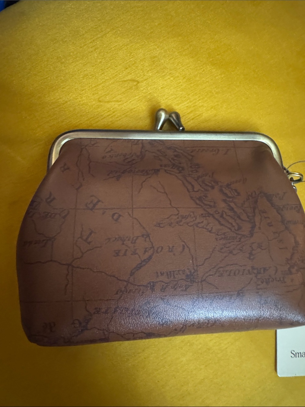 Patricia Nash Brown Vintage Map Print Kiss-Lock Coin Purse